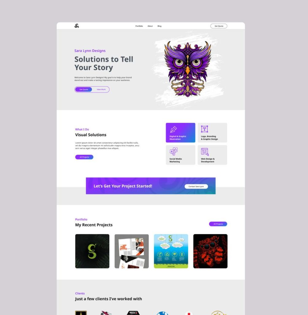 Sara Lynn Designs website mockup