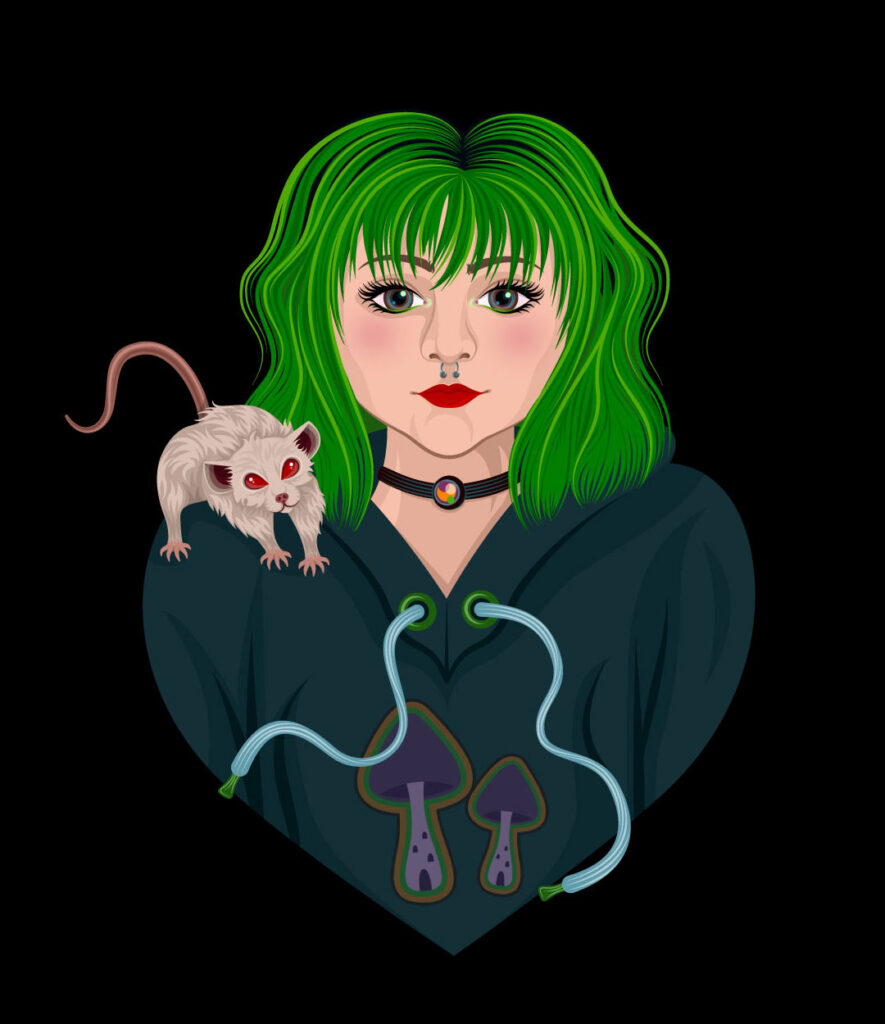 Danielle Goff with rat illustration