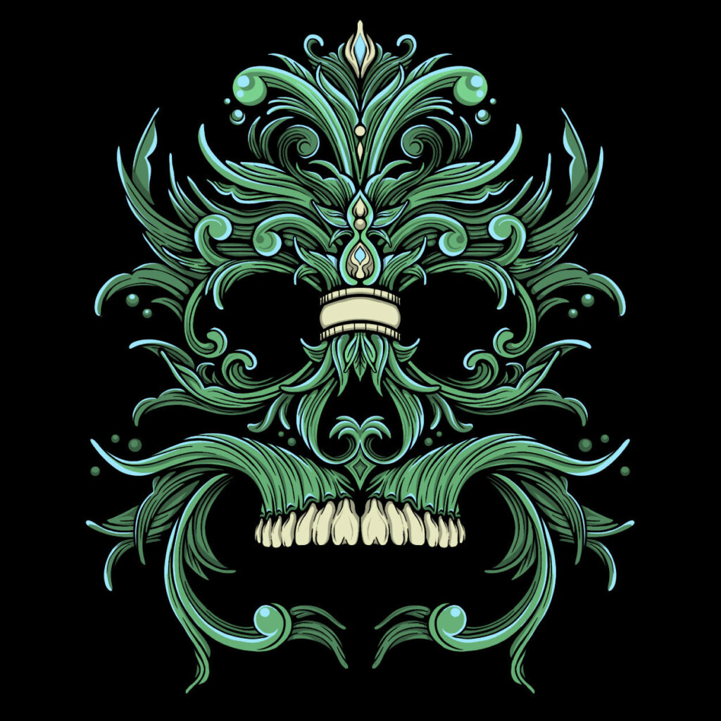 skull made of leaves illustration