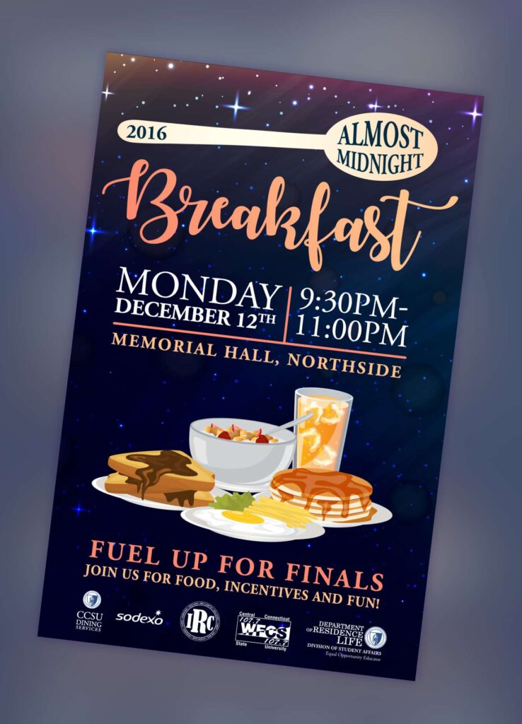 Almost Midnight breakfast at CCSU poster