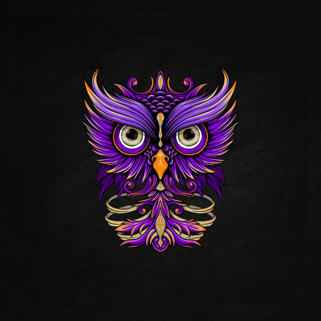 purple owl illustration